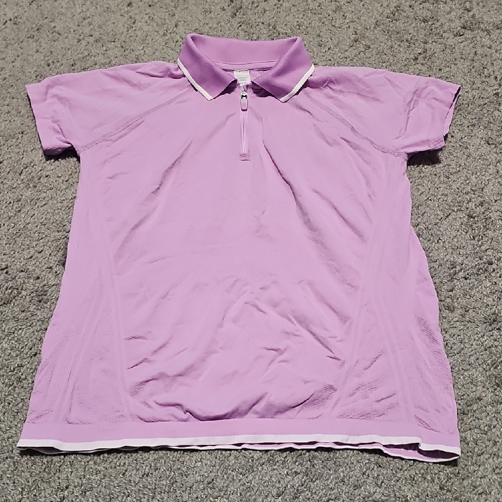 Athleta Girl Power Up Seamless Short Sleeve Polo Size M 8-10